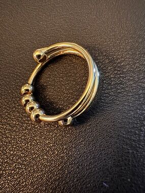 Gold-Tone Stacked Bead Hoop Ring size 7
